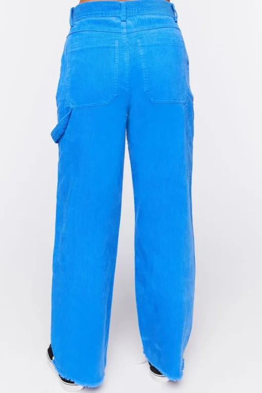 Frayed Corduroy Mid-Rise Pants