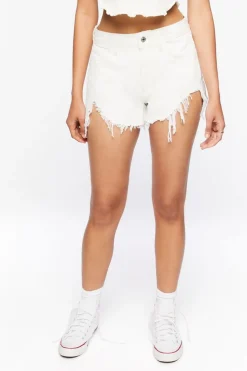 Frayed Distressed Denim Shorts