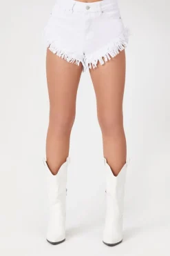Frayed High-Rise Denim Shorts