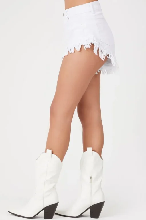 Frayed High-Rise Denim Shorts