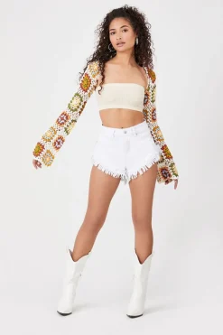 Frayed High-Rise Denim Shorts