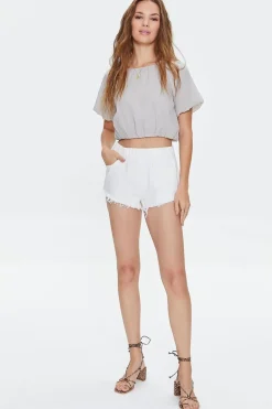 Frayed High-Rise Denim Shorts