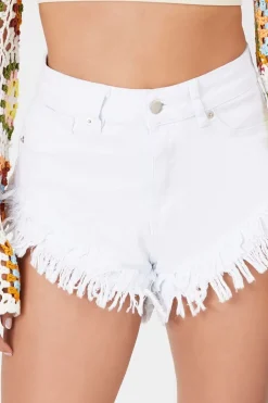 Frayed High-Rise Denim Shorts