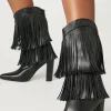 Fringe Block Heel Boots