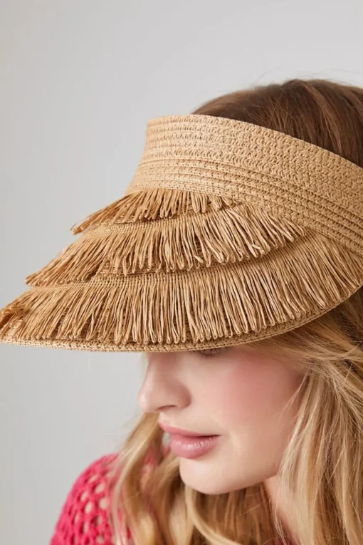 Fringe Straw Sun Visor