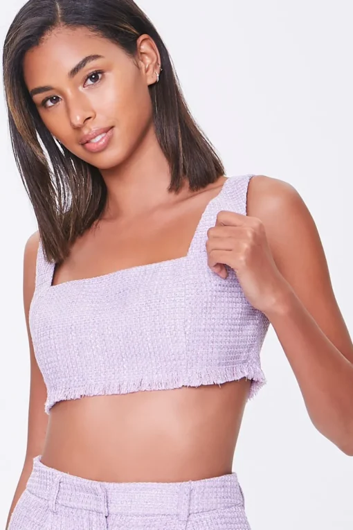 Fringe Tweed Crop Top