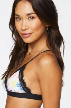 Fruit Print Lace-Trim Bralette