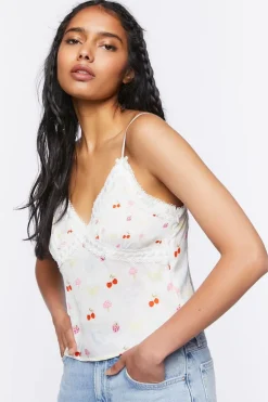 Fruit Print Lace-Trim Cami