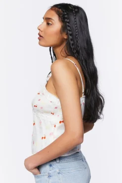 Fruit Print Lace-Trim Cami