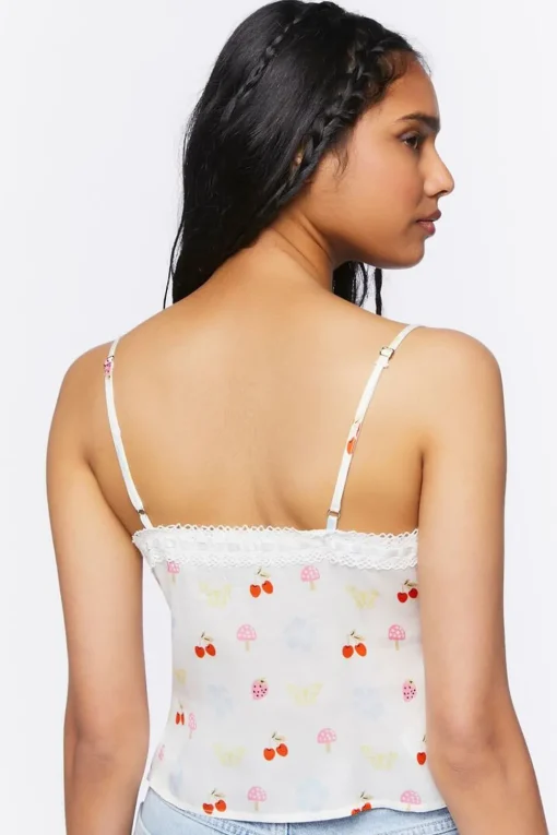 Fruit Print Lace-Trim Cami