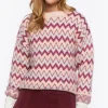 Fuzzy Chevron Print Sweater