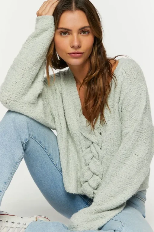 Fuzzy Dolman-Sleeve Sweater