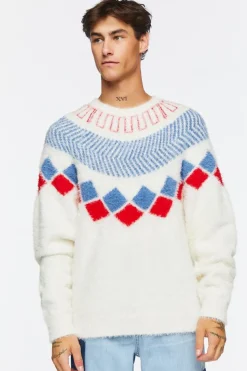 Fuzzy Knit Geo Pattern Sweater
