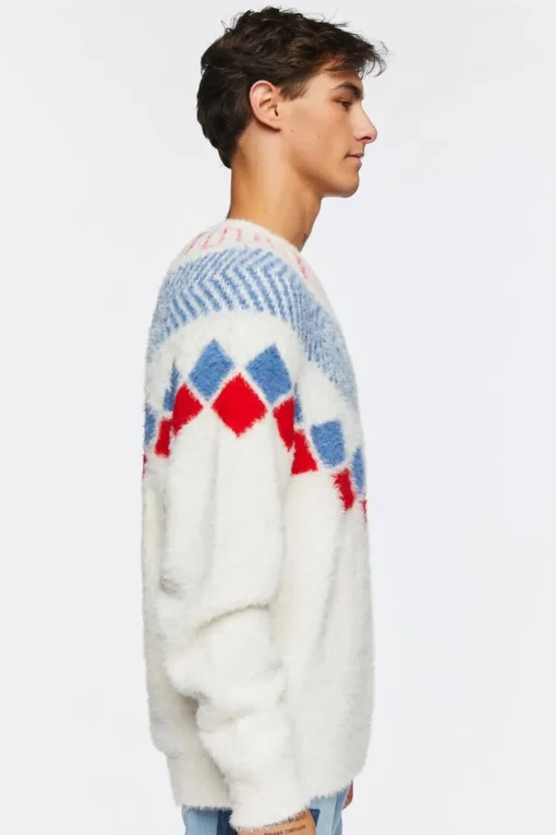 Fuzzy Knit Geo Pattern Sweater