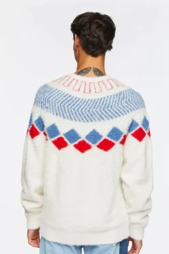Fuzzy Knit Geo Pattern Sweater