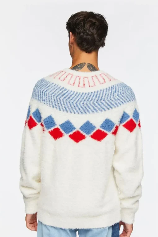Fuzzy Knit Geo Pattern Sweater
