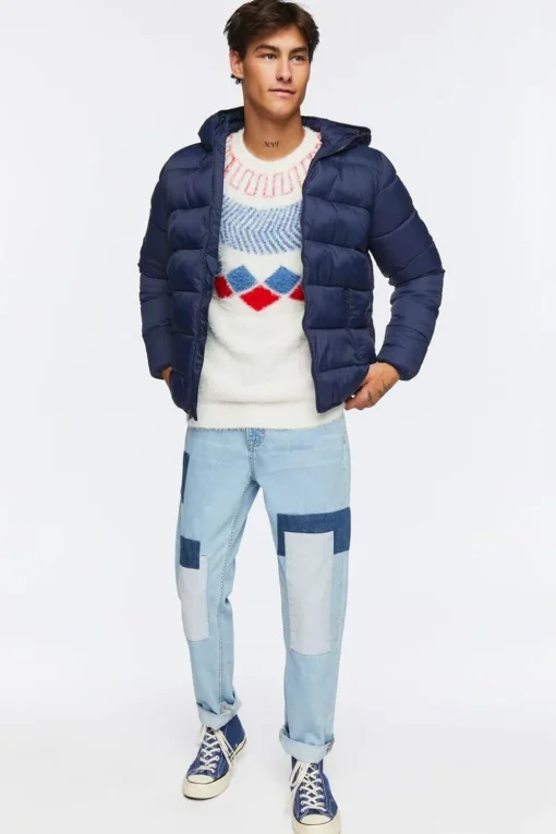 Fuzzy Knit Geo Pattern Sweater