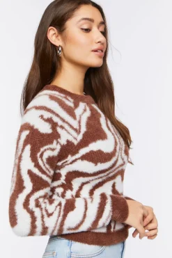 Fuzzy Knit Marble Print Sweater