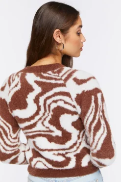 Fuzzy Knit Marble Print Sweater
