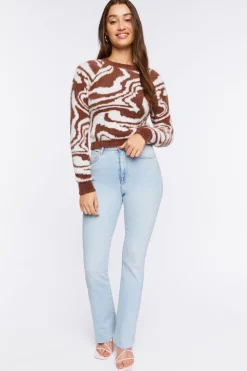 Fuzzy Knit Marble Print Sweater