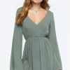 Gauze Bell-Sleeve Mini Dress