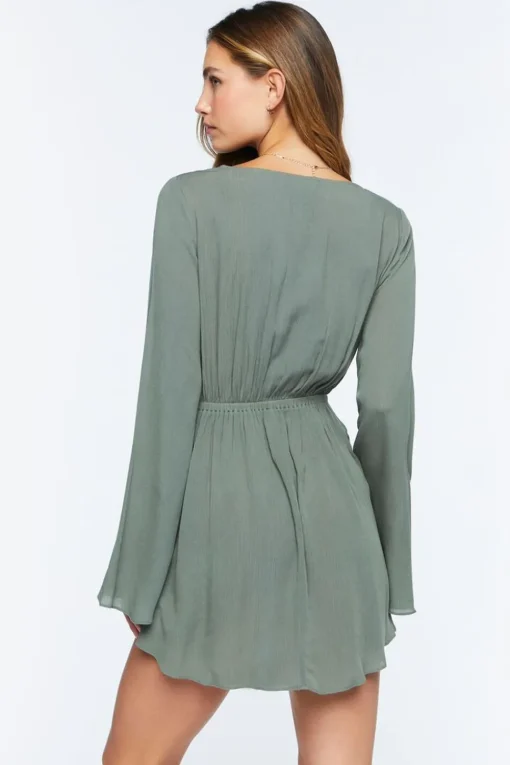 Gauze Bell-Sleeve Mini Dress