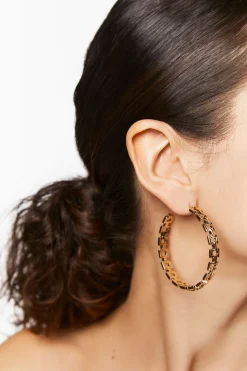 Geo Chain Hoop Earrings