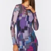 Geo Mesh Bodycon Mini Dress