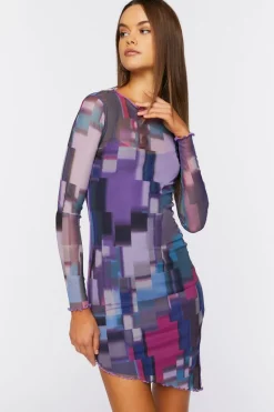 Geo Mesh Bodycon Mini Dress