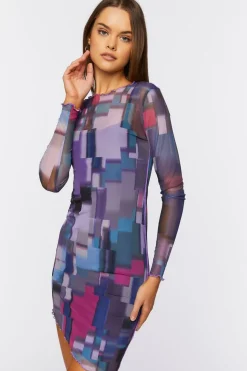 Geo Mesh Bodycon Mini Dress