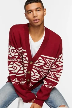 Geo Print Cardigan Sweater