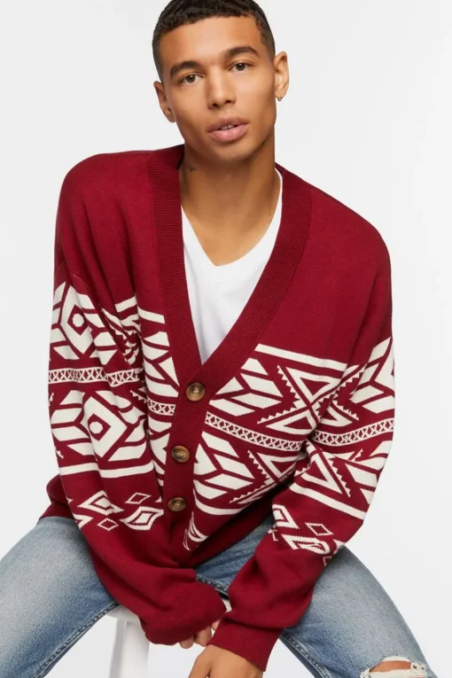 Geo Print Cardigan Sweater