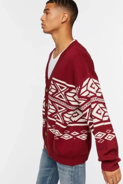 Geo Print Cardigan Sweater