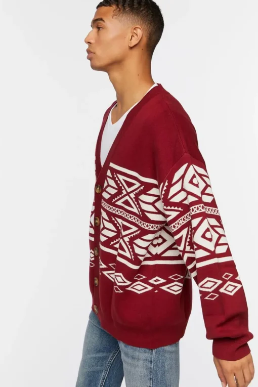 Geo Print Cardigan Sweater