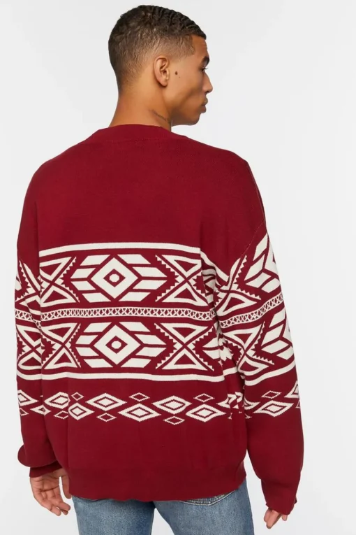 Geo Print Cardigan Sweater