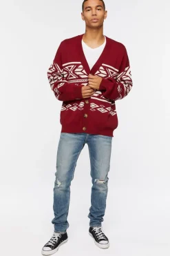 Geo Print Cardigan Sweater