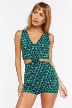 Geo Print Cutout Romper