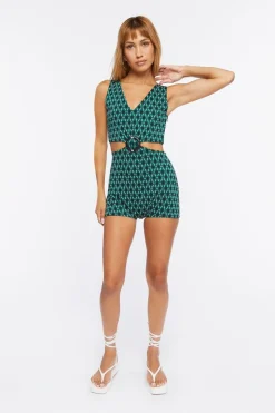 Geo Print Cutout Romper