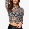 Geo Print Mesh Crop Top
