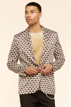 Geo Print Notched Blazer