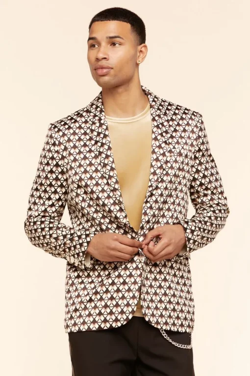 Geo Print Notched Blazer