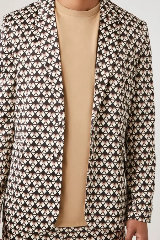 Geo Print Notched Blazer