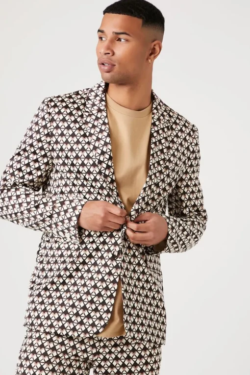 Geo Print Notched Blazer
