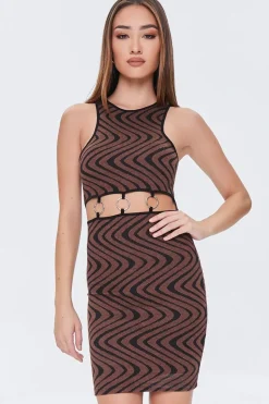 Geo Print O-Ring Cutout Dress