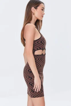 Geo Print O-Ring Cutout Dress