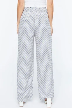 Geo Print Satin Straight-Leg Pants