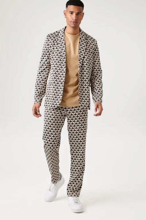 Geo Print Slim-Leg Pants
