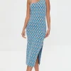 Geo Print Slit Midi Dress