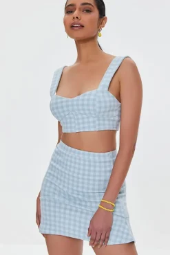 Gingham Crop Top & Mini Skirt Set