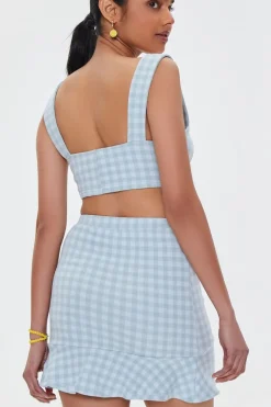 Gingham Crop Top & Mini Skirt Set